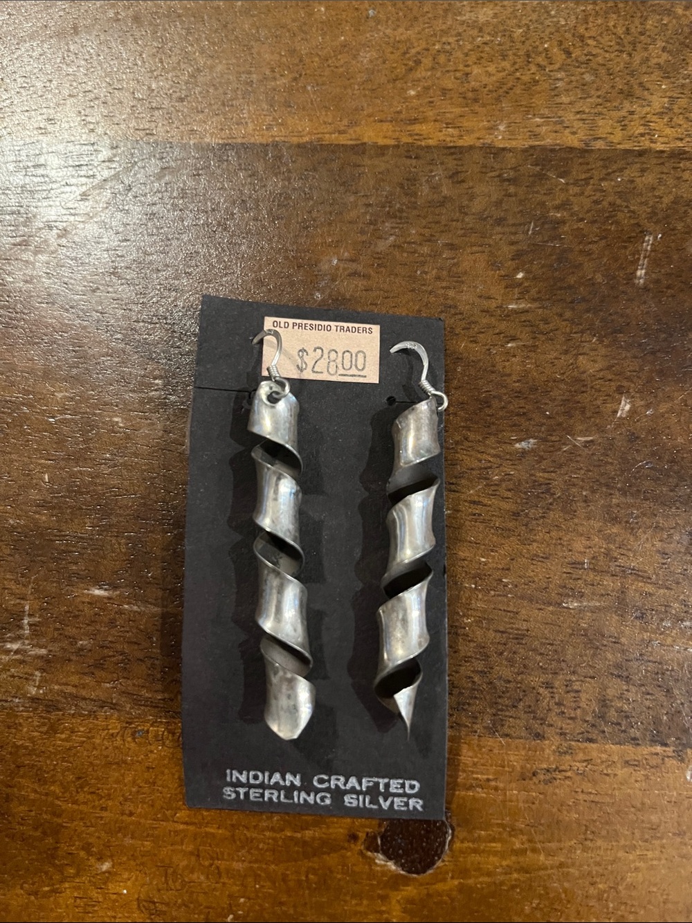 Indian Crafted Sterling Silver Spiral Dangle Earrings